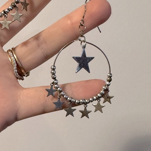 Handmade - dangling earrings with stars - Picture 3 of 3